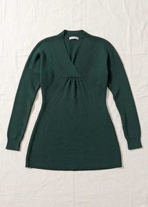 Green V-Neck Knit Dress