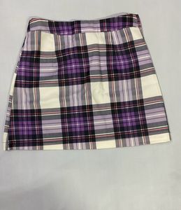 Purple Mini Checkered Skirt