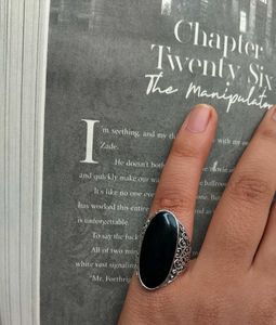 Gothic Black Stoned Grunge Ring Y2k