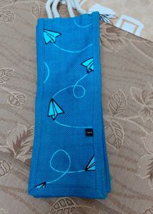 Blue Paper Plane Jute Bag