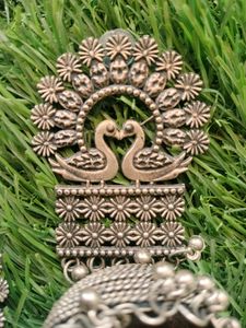 Afghani Style Oxidised  Silver Heavy Jhumka Earing