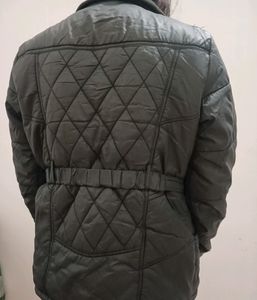 Black Puffer Jacket With Warm Faux Fur Inside
