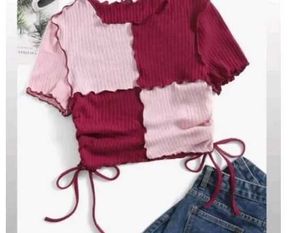 Cute Color Block Crop Top