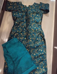 Elegant Teal & Gold Kurta Set