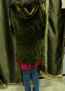 unisex Olive Green Velvet Hoodie