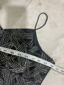 Black Blouse Top With Pipe And Sequence Work