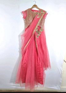 Beautiful Pink Gown With Attached Dupatta