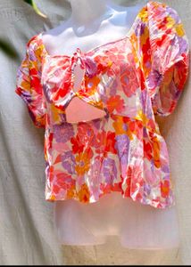 Floral Cutout Tie-Front Top (Women&#39;s)