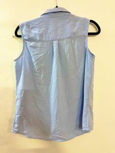 Sleeveless Blue Shirt