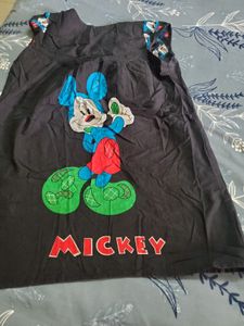 Mickey Mouse Printed Black Top