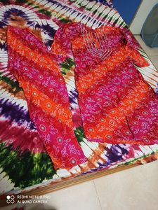 Rajasthani Printed Kurta With Pant Set In L Size