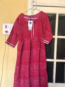 Red Bandhani Print Dress