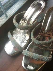 Sparkly Silver Slides