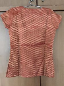 Girls rown Silk Short Kurti/ Top/ Blouse