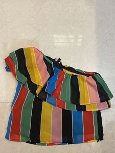 A Multi colour One Side Off Shoulder Top