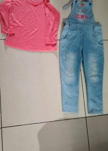 Little girl top with jean paint dress