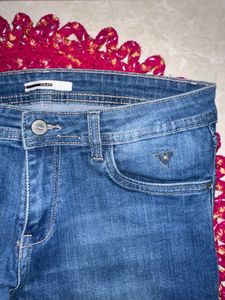 Blue Minimal Knee Ribbed Denim | Size 28-30