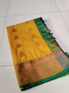 Golden Yellow Soft Silk Saree...