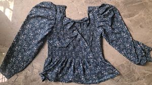Navy Blue Square Neck Top