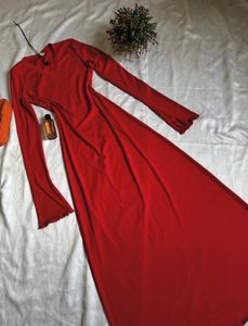 Elegant Red Long Sleeve Dress