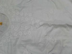 White Embroidery Short Kurti