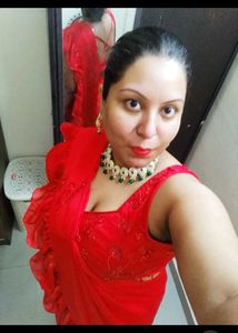 Stunning Red Ruffle Saree- Designer Made