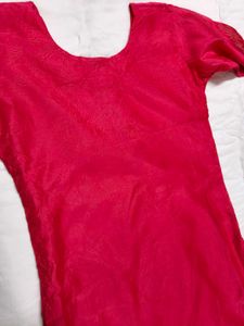 Women Festive Pink Zari Sequin Chanderi Silk Kurta