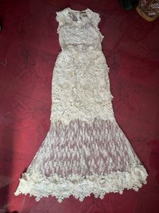 Elegant Lace Maxi Dress with organza