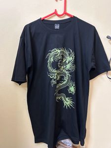 Black printed graphic oversized tshirt