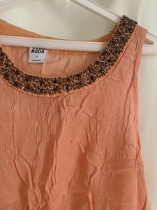 Peach Beaded Tank Top