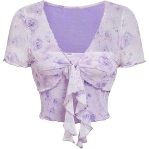 Y2K Tie Up Floral Top