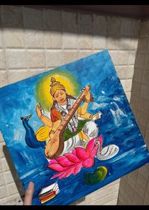 Handmade Saraswati Ji Painting