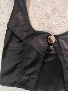 black y2k underbust halter neck top