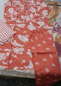 mustard colour Floral Kurta Set