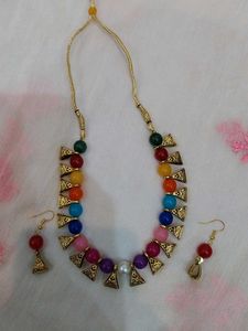 Colorful Beaded Necklace & Earring Set