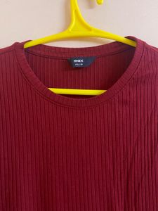 Maroon Ribbed Top - Women  (XXL)
