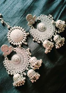 Oxidized Silver Jhumka Set