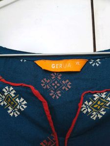 Teal Color Pure Cotton GERUA printed Kurta