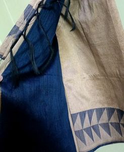 BEAUTIFUL BLUE BROWN MIX NUDE SHADE SAREE