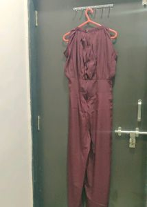 Burgundy Solid Basic Jumpsuit