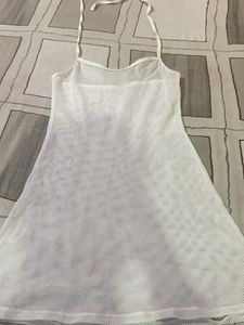 White Mesh Mini Dress