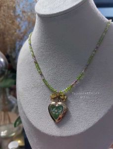 Hand painted Floral Heart Locket Necklace