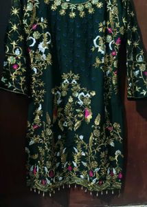 Emerald Green Embroidered Kurti
