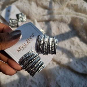 All Geometric Stainless Steel Silver Earrings