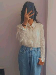 White Shirt With Net Work