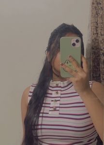 White Top With Red Blue Strips
