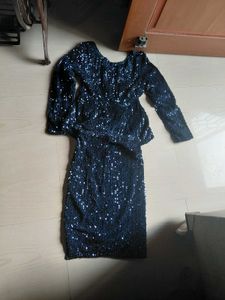 Sequins Waist Fit Party Wear Skirt N Top Set