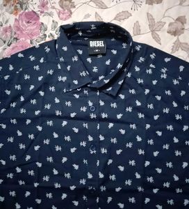 Diesel Navy Printed Cotton Shirt