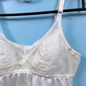 White Slip Nightdress With Lace Details