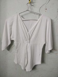 White Wrap Front Top